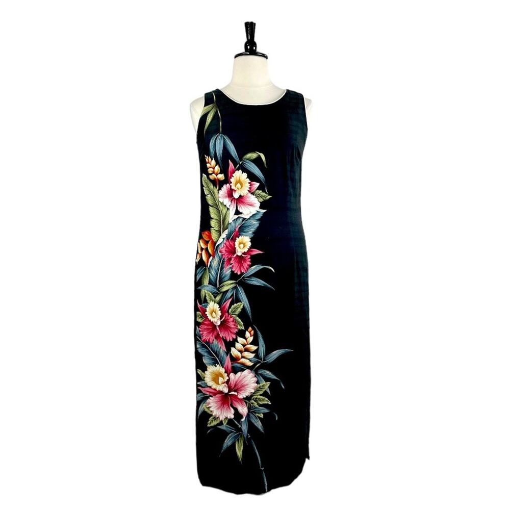 Two Palms Maxi Dress Column Sleeveless Tropical Floral Print Women’s Size 12/14